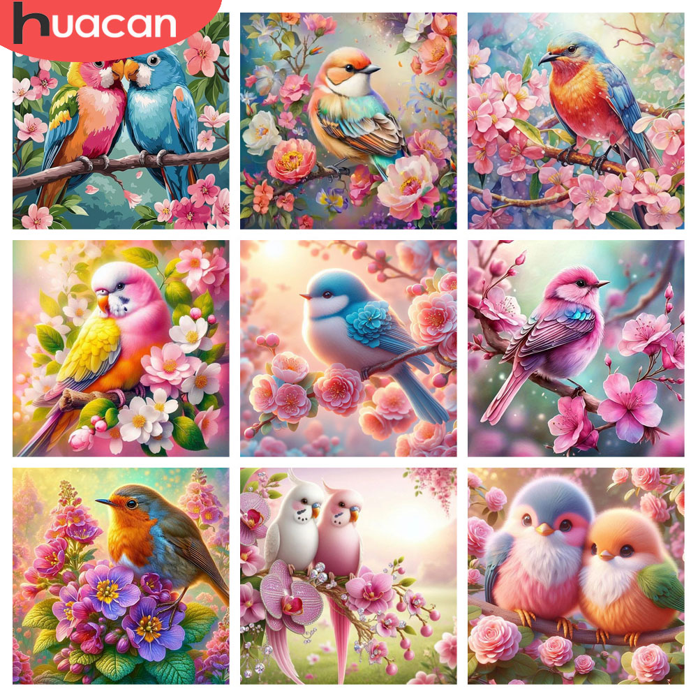 Resin Art Of Rose - HUACAN Diamant Schilderij Vogel Bloem Dier
