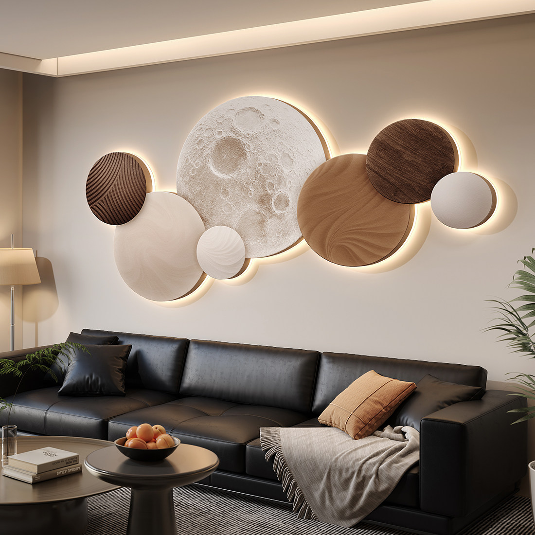 Resin Art On Wood - Maan Slaapkamerdecoratie Modern Luxe Hoofd-/Tweede Slaapkamer
