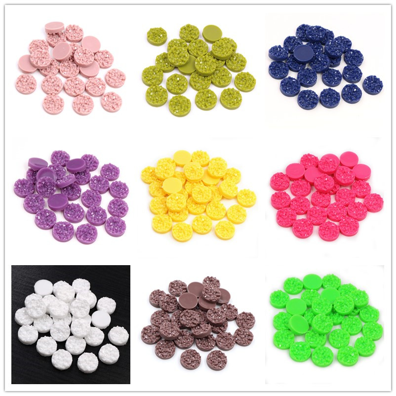 Resin Art Love - 40pcs Hars Druzy Cabochons Dome 8/10/12mm