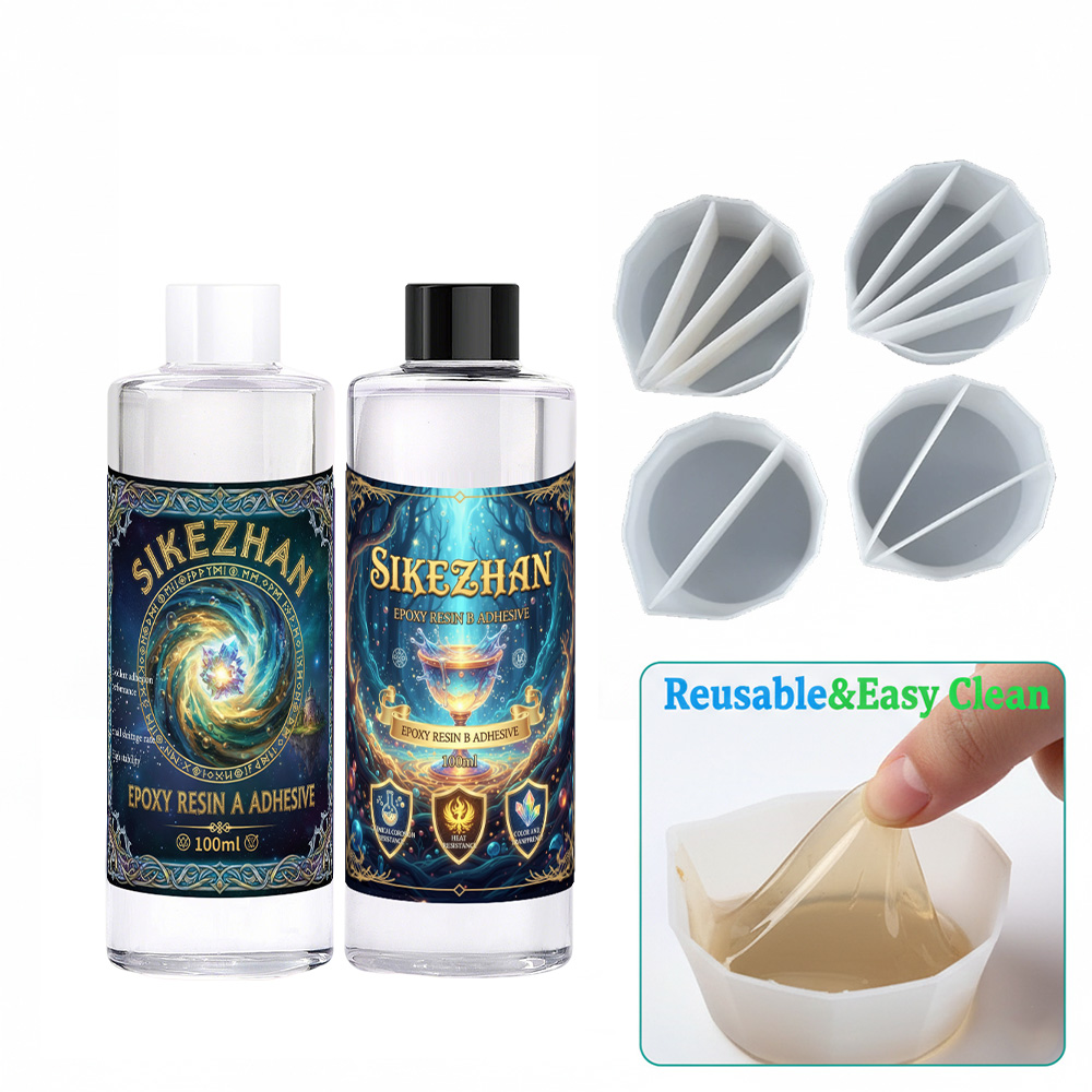 Resin Art Pouring - Epoxyhars Kit met 4 siliconen split