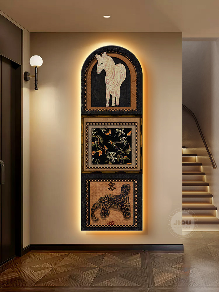 Resin Art On Wood - Medaille Art Deco entreehal decoratieve schilderij