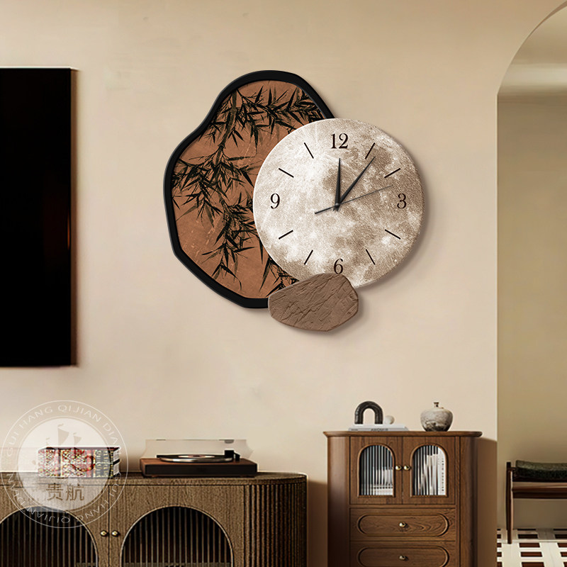 Resin Art On Wood - Middeleeuwse stijl inkt bamboe woonkamer klok