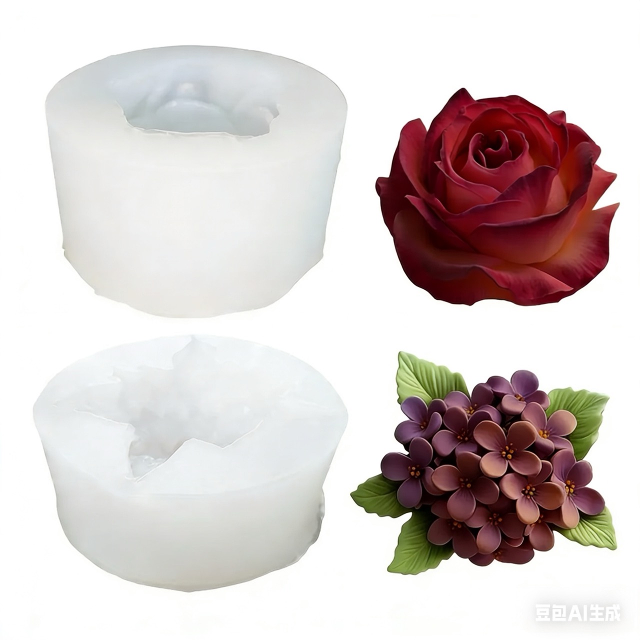 Resin Art Of Rose - 2-delige 3D Rose Lilac Flower siliconen