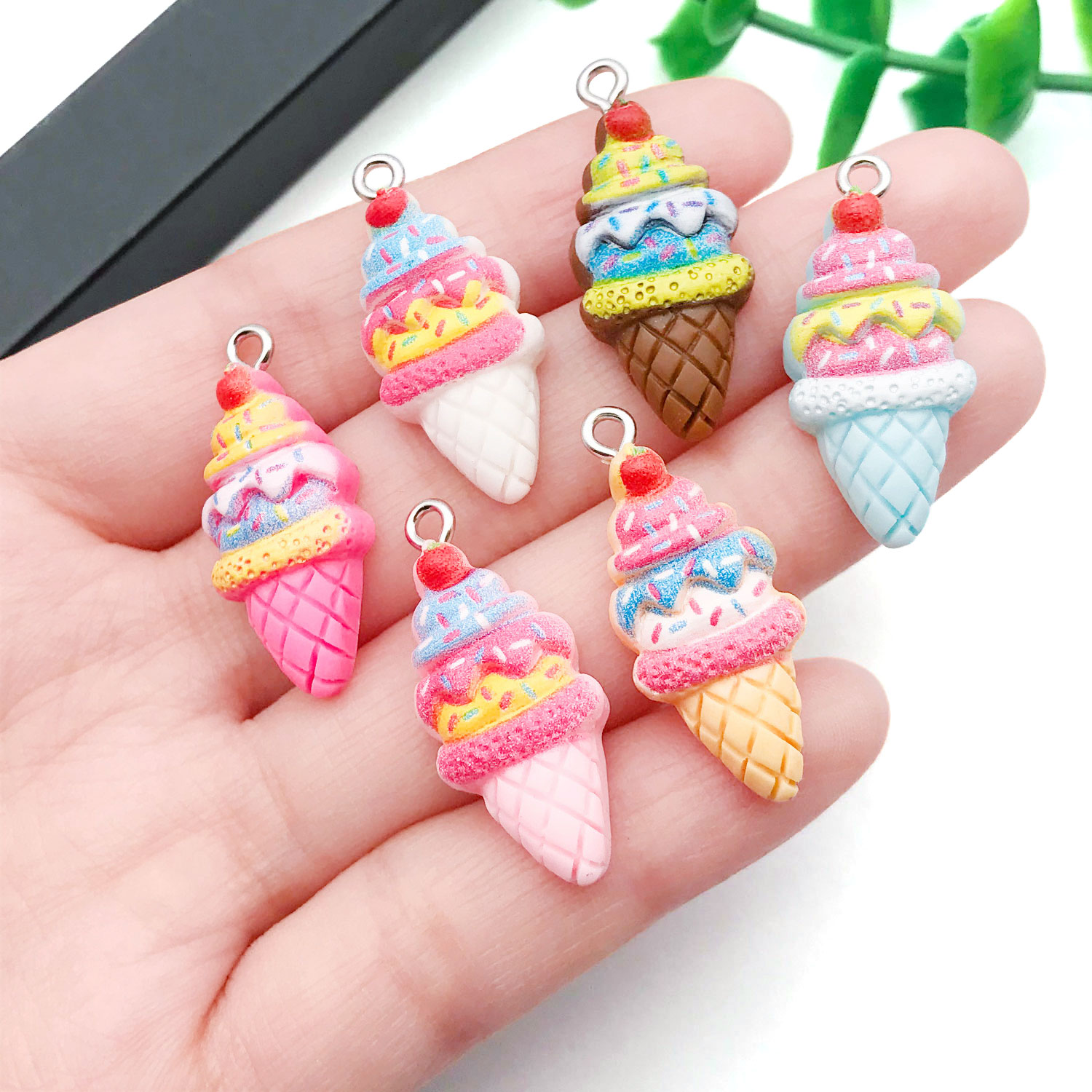 Resin Art Bracelet - 5/12 stuks hars aardbei-ijs hanger set
