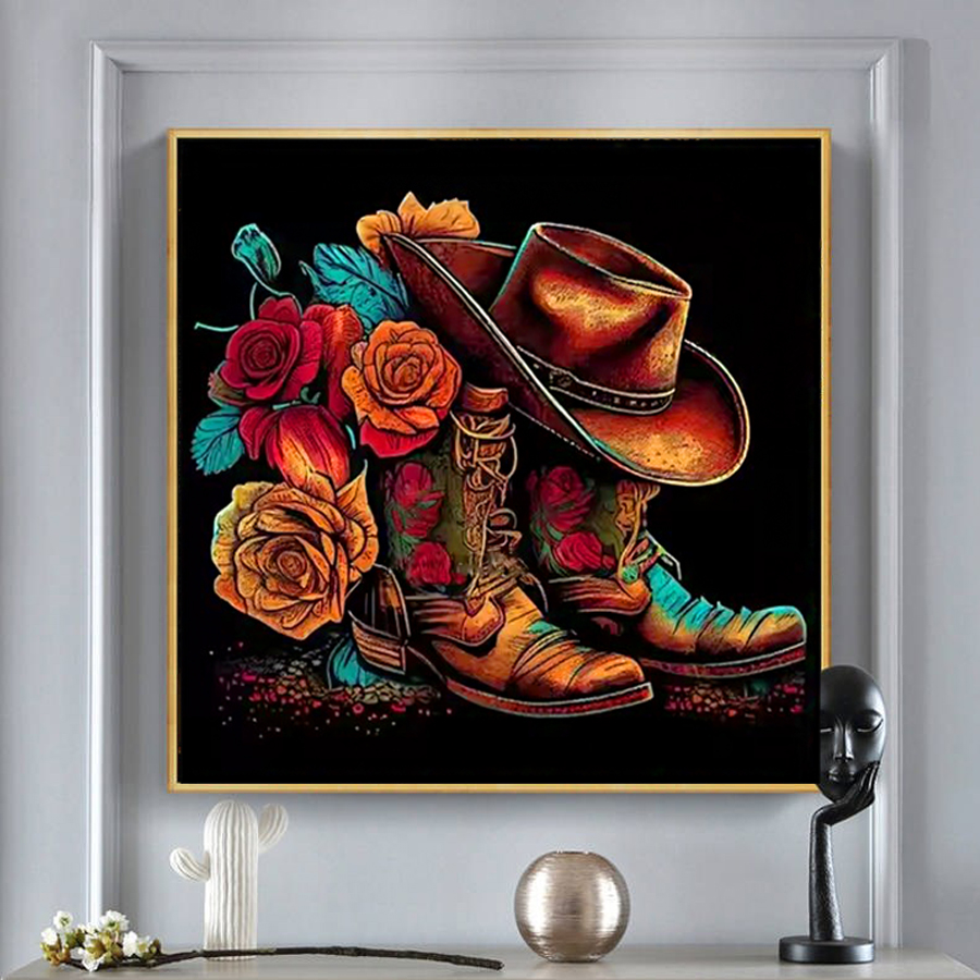 Cowboyhoed Laarzen Diamant Sch - Resin Art Of Rose recensie en prijs